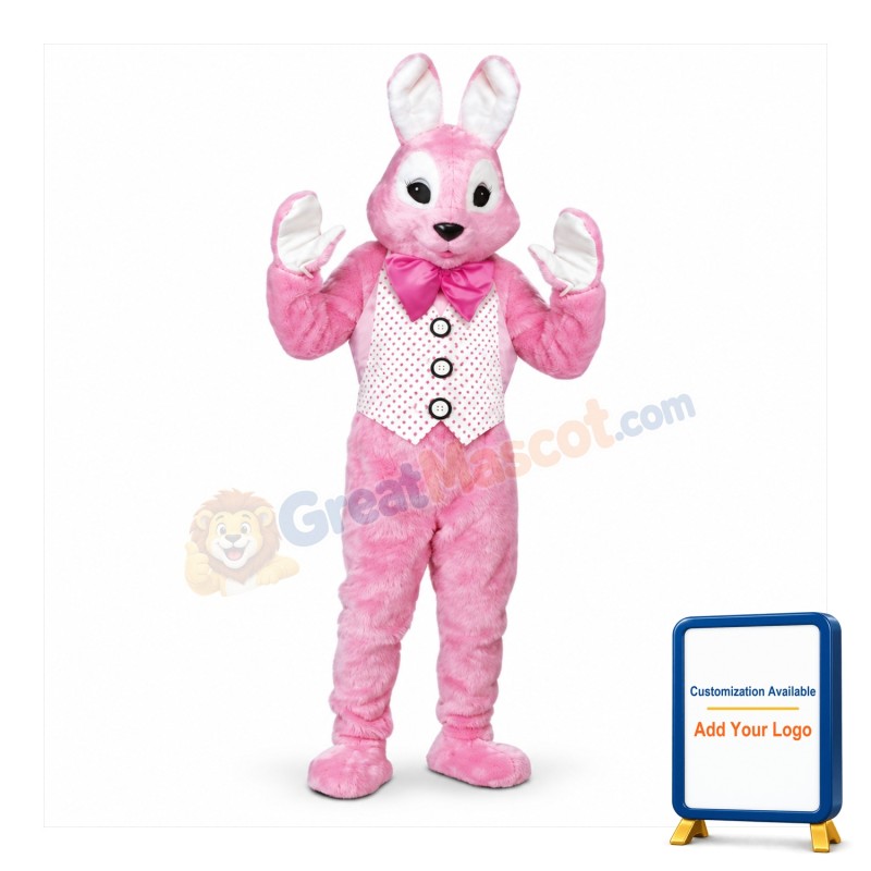 Adult Pink Bunny Mascot Costume