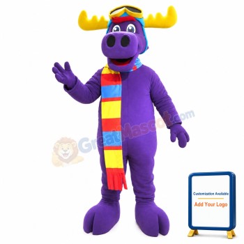 Purple Moose Mascot Costume
