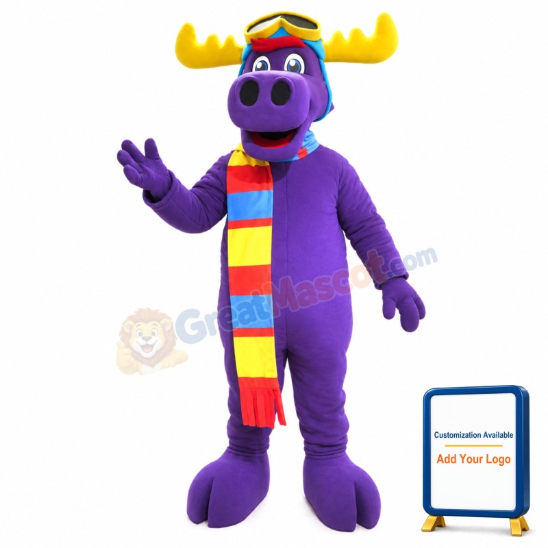 Purple Moose Mascot Costume