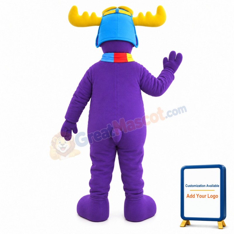 Purple Moose Mascot Costume