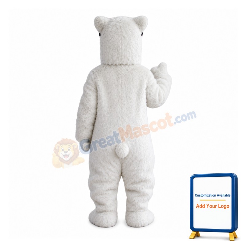 Glasses White Polar Bears Mascot Costume