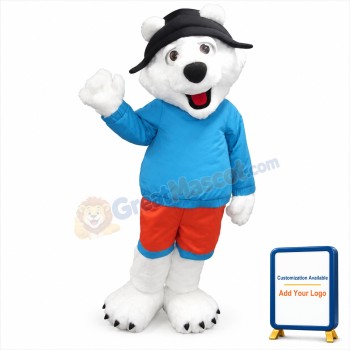 Cute Friendly Polar Bear Mascot Costume