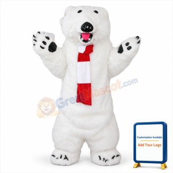 Furry Polar Bear Mascot Costume
