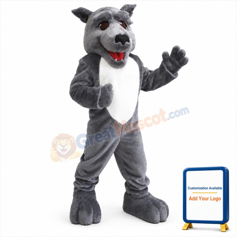 Cute Grey Wolf Mascot Costume