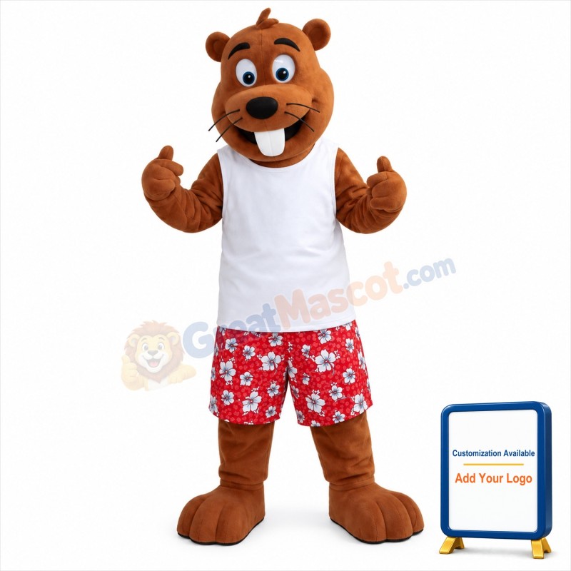 Happy Beaver Mascot Costume