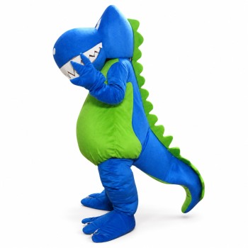 Adult Blue Green Dinosaur Mascot Costume