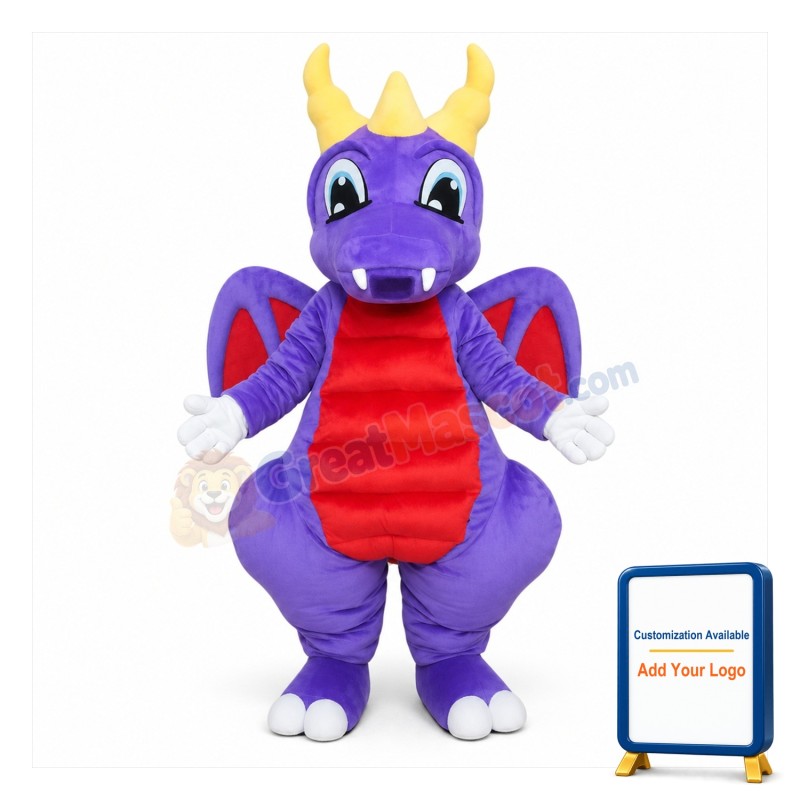 Purple Dragon Mascot Costume for Adults