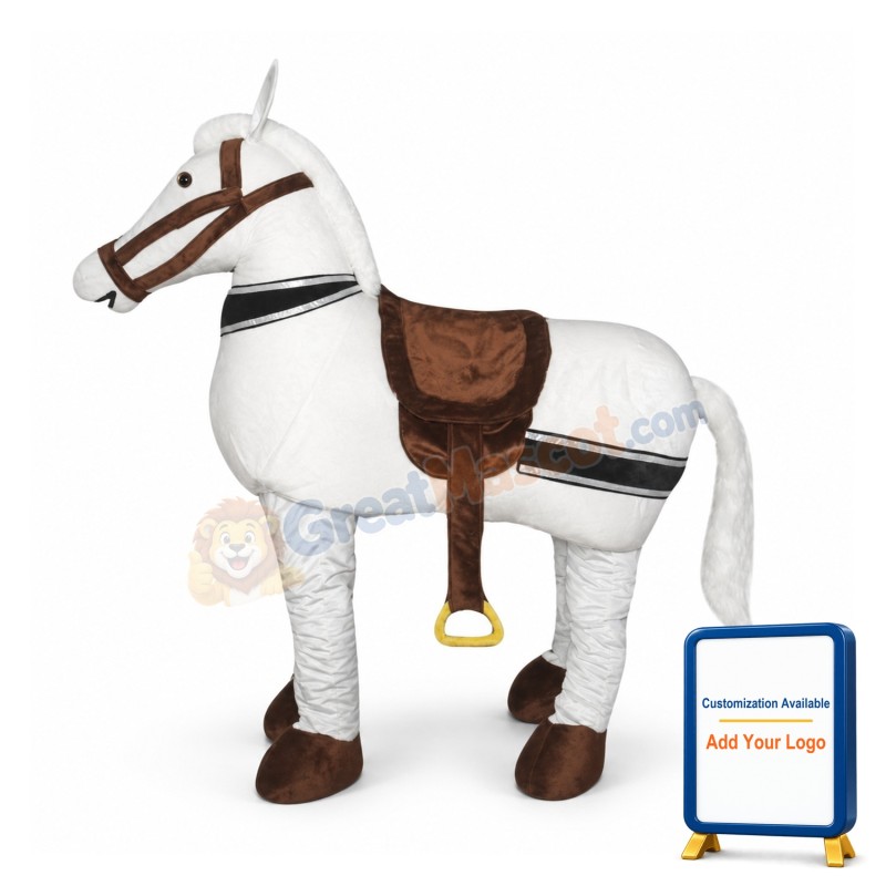 2 Person White Horse Mascot Costumes