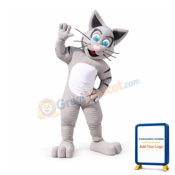 Cute Gray Cat Mascot Costume