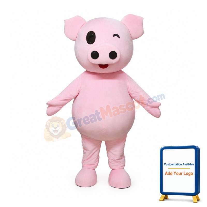 Cute Pink Pig Mascot Costume