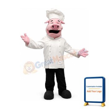 Cute Chef Pig Mascot Costume