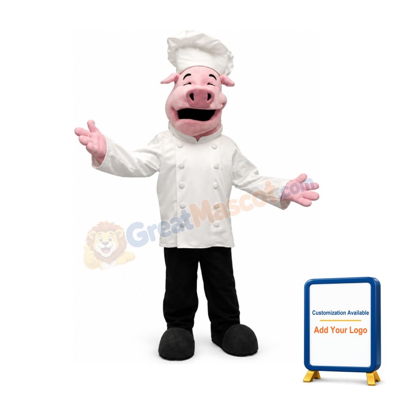 Cute Chef Pig Mascot Costume