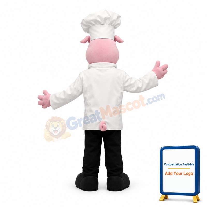 Cute Chef Pig Mascot Costume