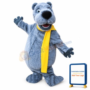 Happy Grey Bear Mascot Costume