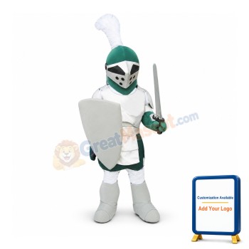 Green & Sliver Knight Mascot Costume