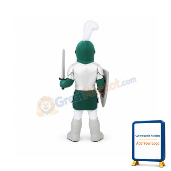 Green & Sliver Knight Mascot Costume