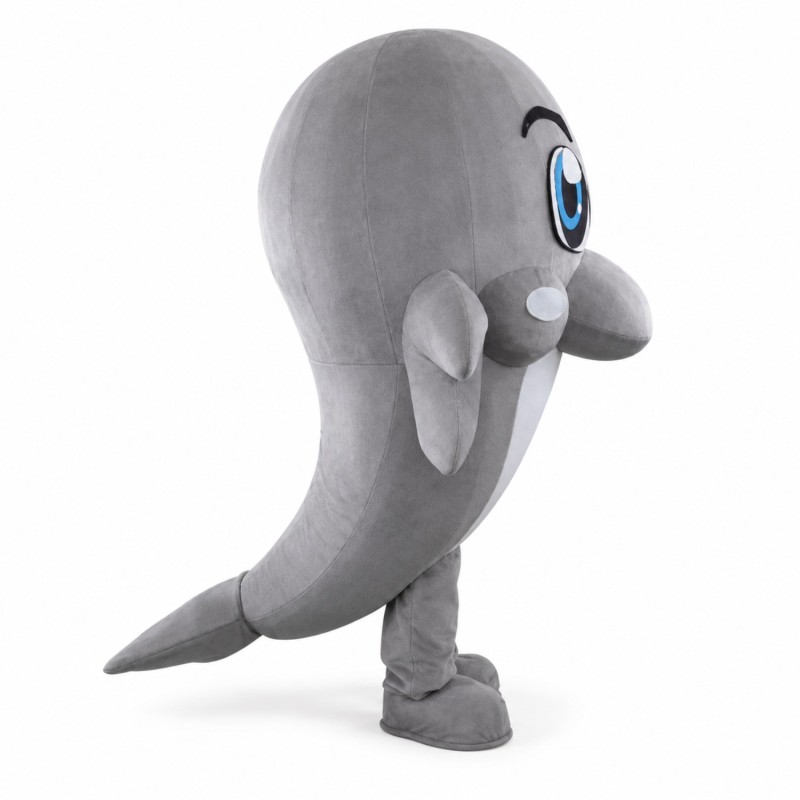 Professional Gray Dolphin Mascot Costume