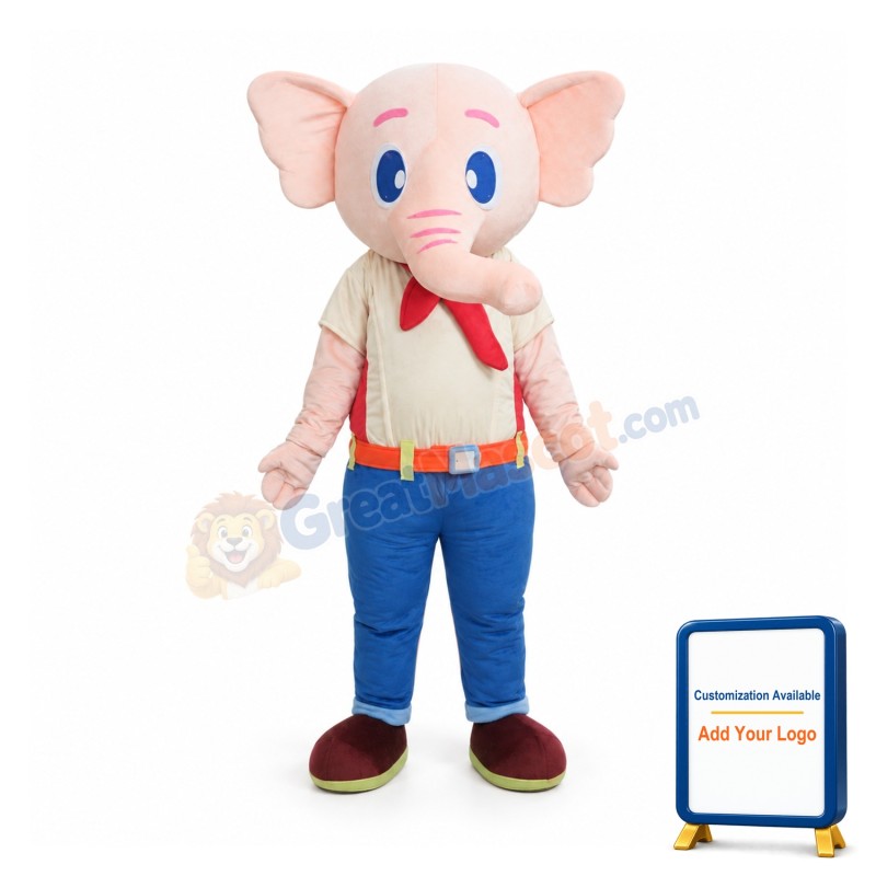 Beige Elephant Mascot Costume