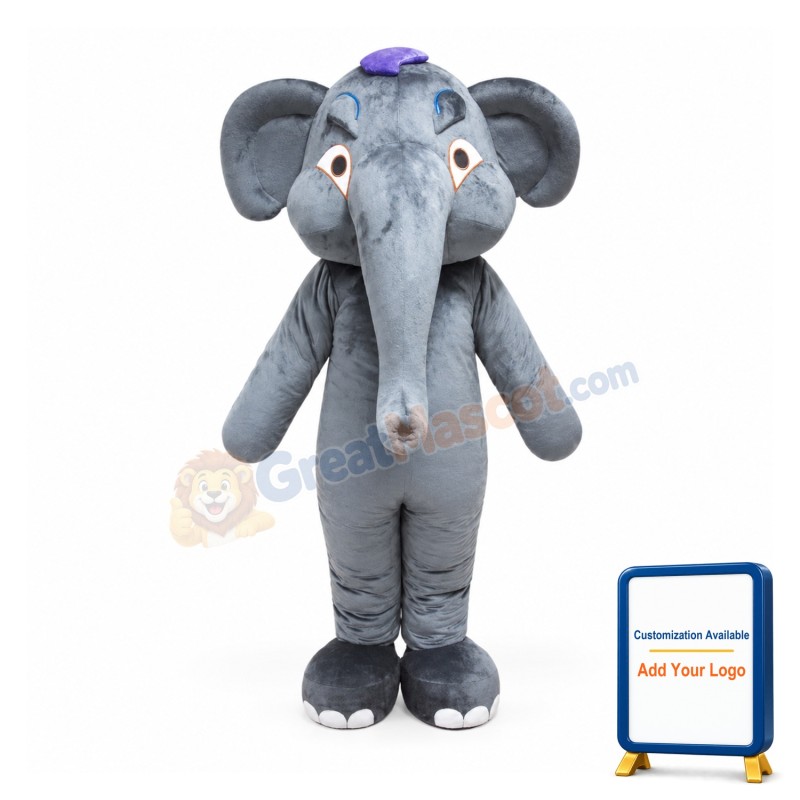 Grey Adult Elephant Mascot Costume