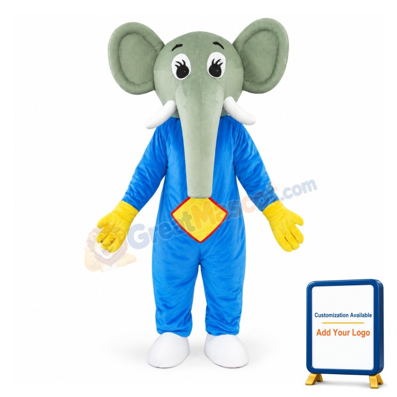 Blue Body Elephant Mascot Costume