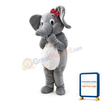 Female Grey Elephant Mascot Costume
