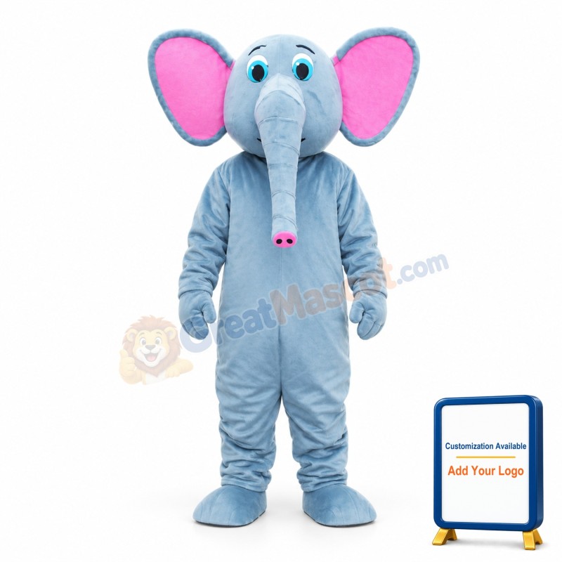 Grey Pink Elephant Mascot Costume