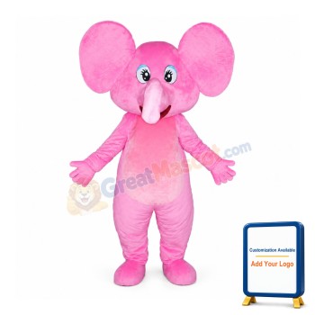 Happy Pink Elephant Mascot Costume