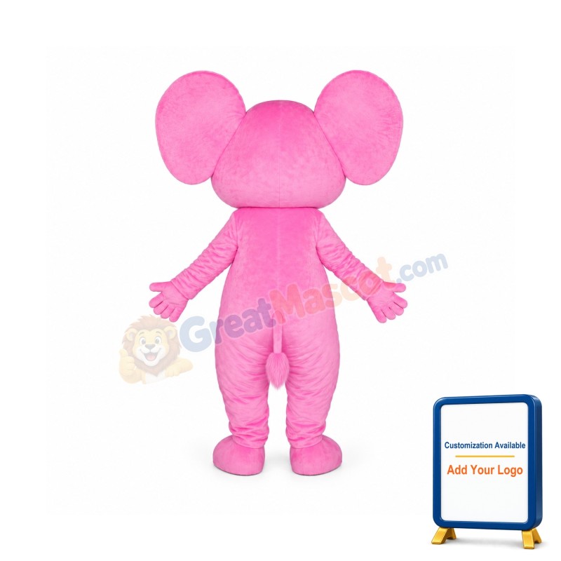 Happy Pink Elephant Mascot Costume