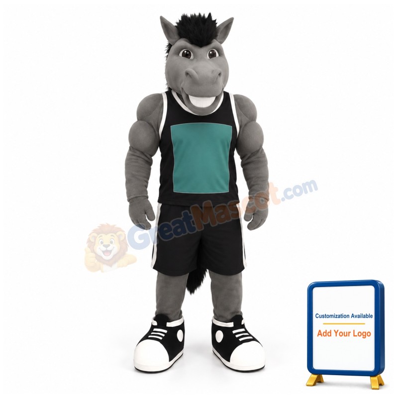 Grey Power Mustang Mascot Costume
