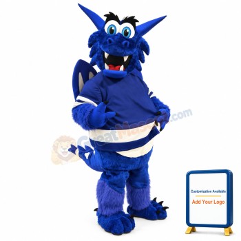 Blue Happy Dragon Mascot Costume