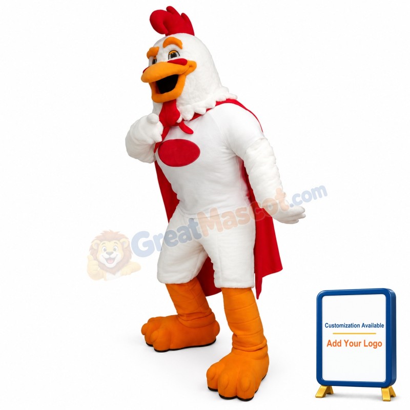 White Rooster Mascot Costume