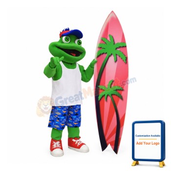 Surfer Frog Mascot Costume