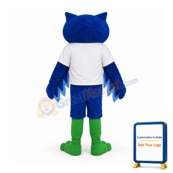Cute Blue Owl Mascot Costume