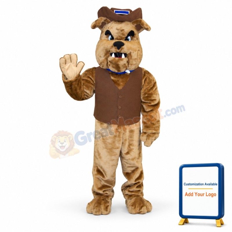 Brown Bulldog Mascot Costume