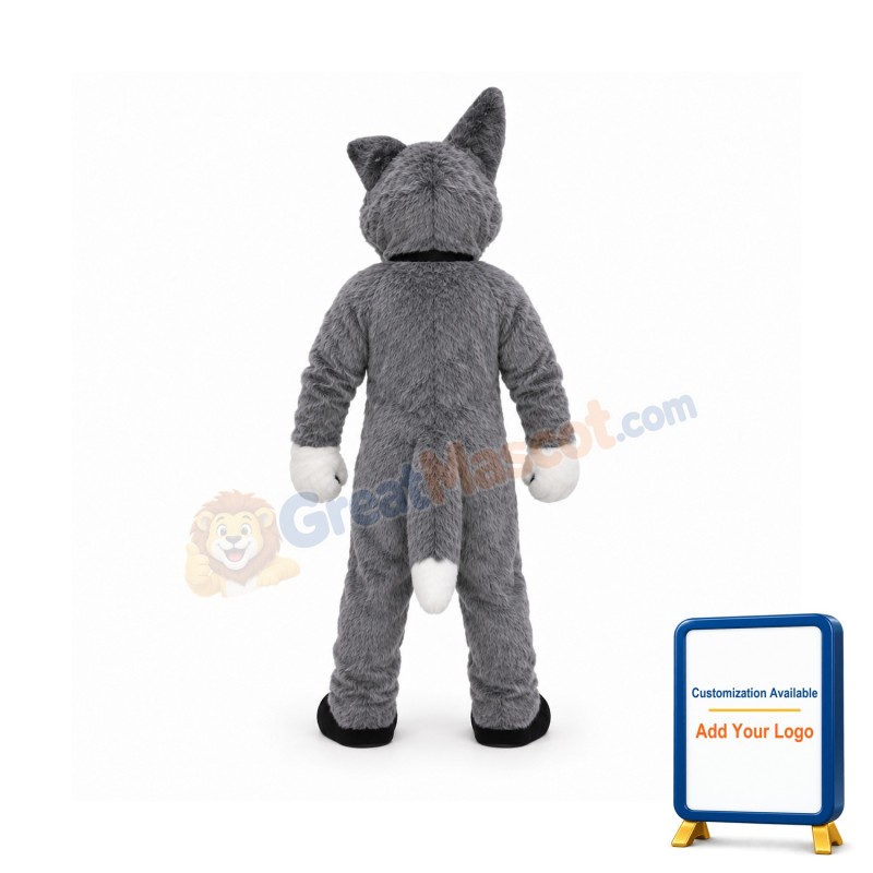 Cute Grey Dog Mascot Costume