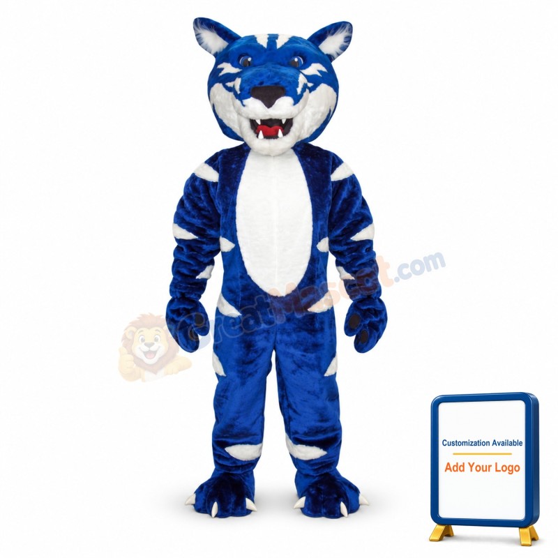 Blue& White Wild Cat Mascot Costume