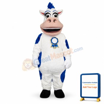 Blue & White Cow Mascot Costume