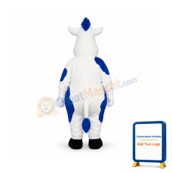 Blue & White Cow Mascot Costume