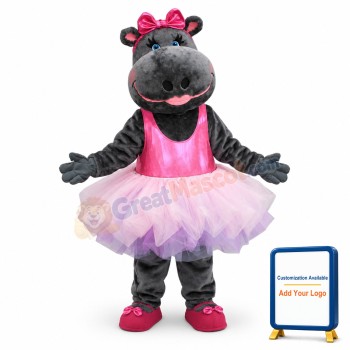 Ballerina Hippo Mascot Costume