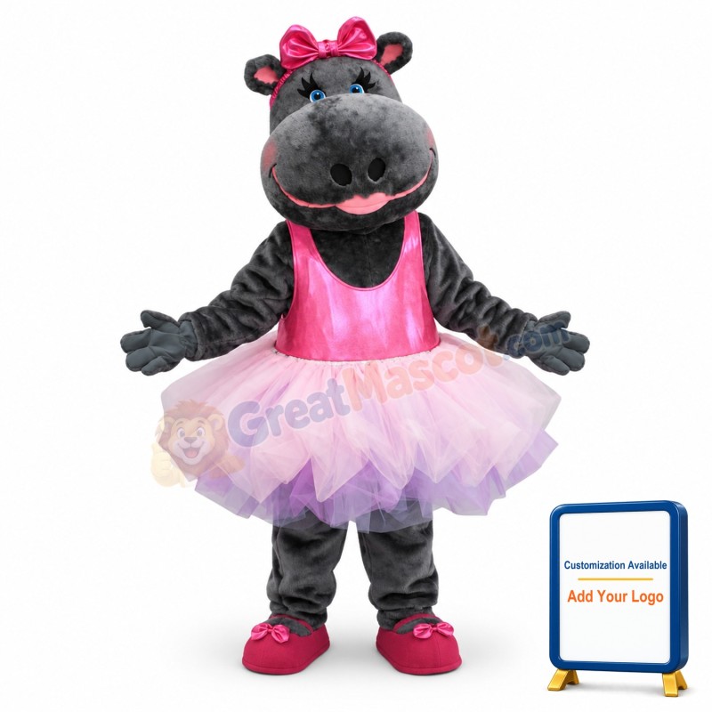 Ballerina Hippo Mascot Costume