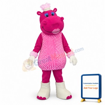 Pink Hippo Mascot Costume