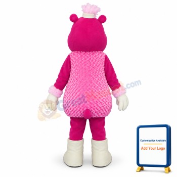 Pink Hippo Mascot Costume