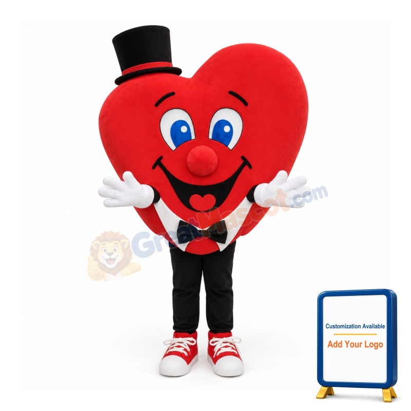Health Heart With Top Hat Mascot Costume