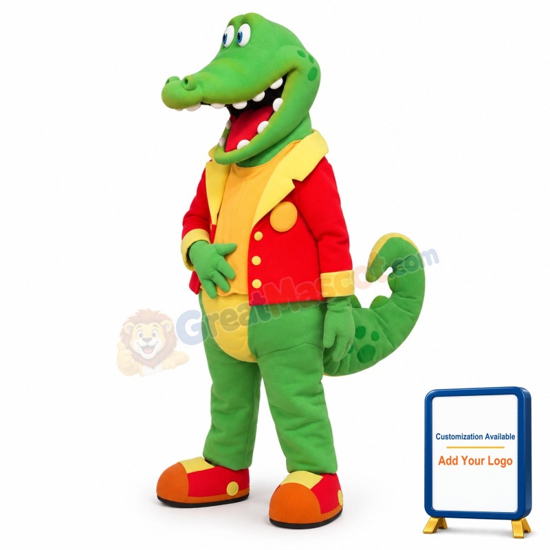 Happy Alligator Mascot Costume