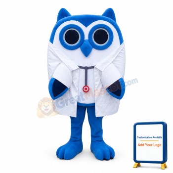 Cute Blue Owl Mascot Costume