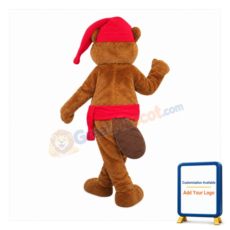 Christmas Beaver Mascot Costume