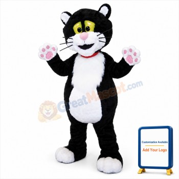 Cute Black & White Cat Mascot Costume