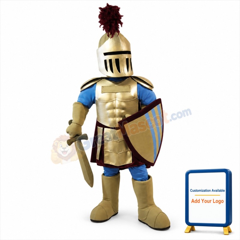 Blue & Golden Knight Mascot Costume
