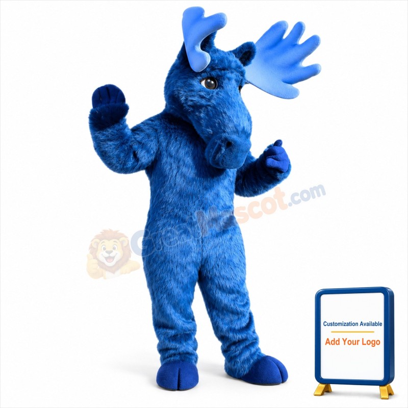 Blue Moose Mascot Costume