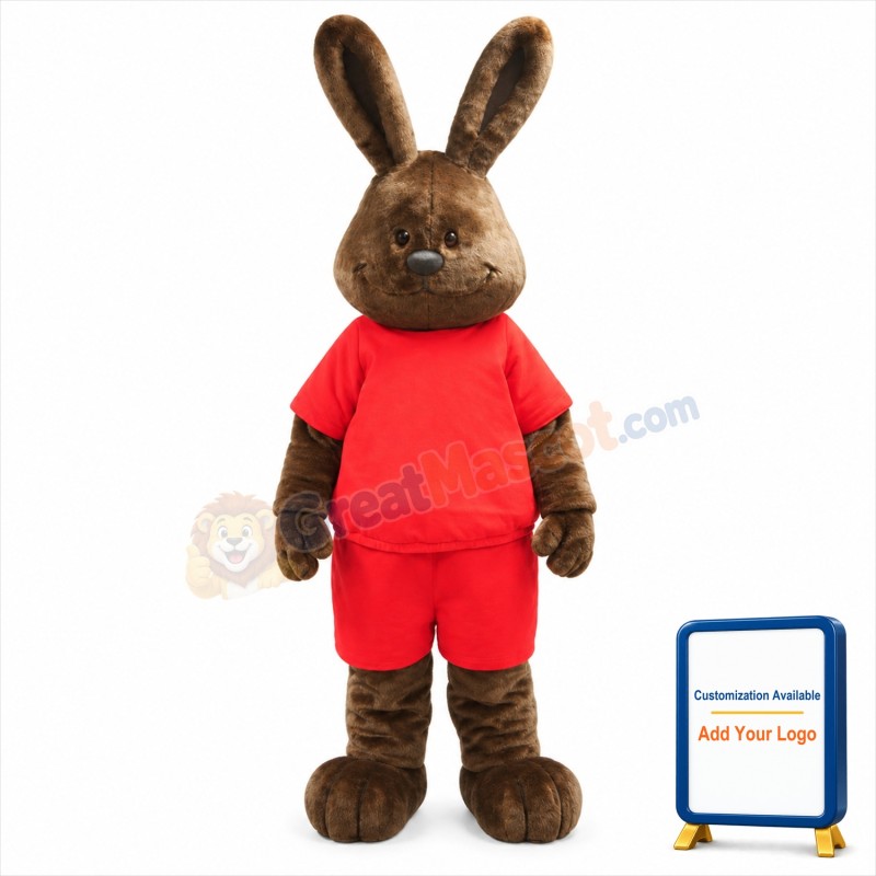 Happy Brown Rabbit Mascot Costume